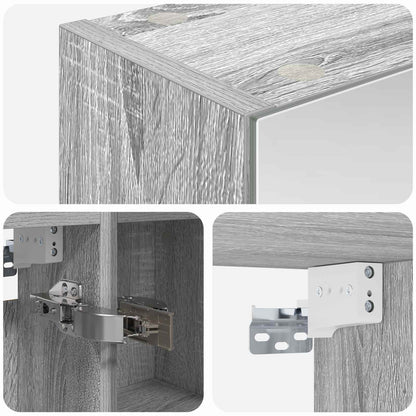 vidaXL Bathroom Mirror Cabinet with Door Grey Sonoma 60 x 14.5 x 70 cm