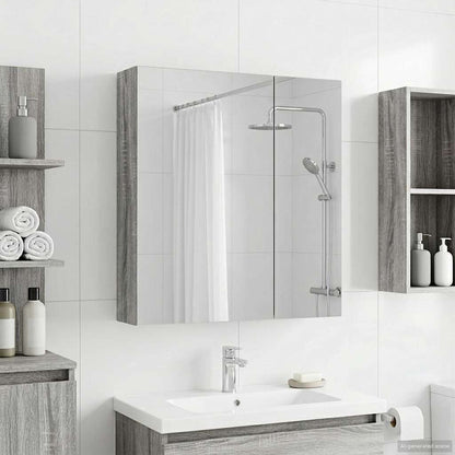 vidaXL Bathroom Mirror Cabinet with Door Grey Sonoma 60 x 14.5 x 70 cm