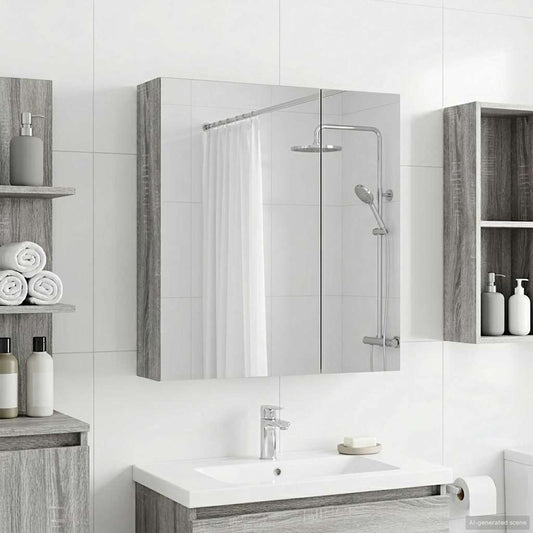 vidaXL Bathroom Mirror Cabinet with Door Grey Sonoma 60 x 14.5 x 70 cm