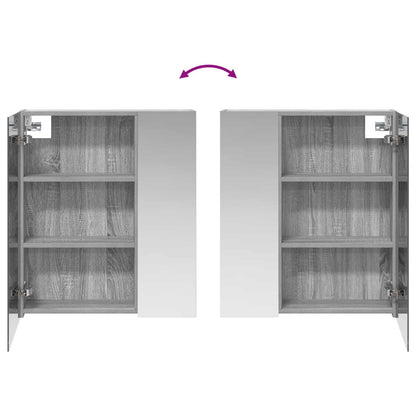 vidaXL Bathroom Mirror Cabinet with Door Grey Sonoma 60 x 14.5 x 70 cm