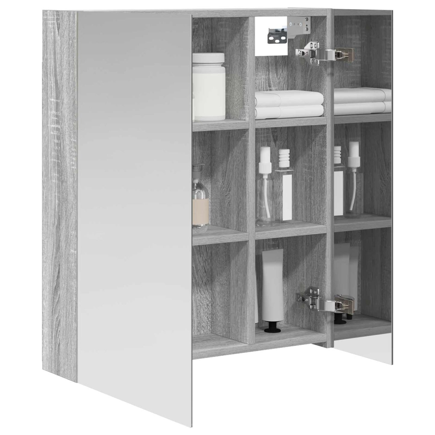 vidaXL Bathroom Mirror Cabinet with Door Grey Sonoma 60 x 14.5 x 70 cm