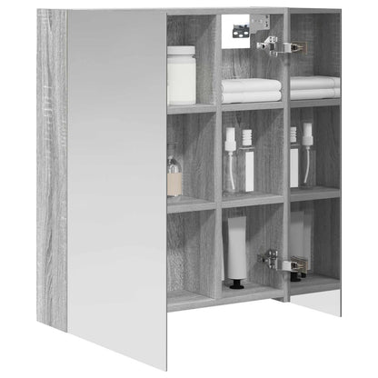 vidaXL Bathroom Mirror Cabinet with Door Grey Sonoma 60 x 14.5 x 70 cm