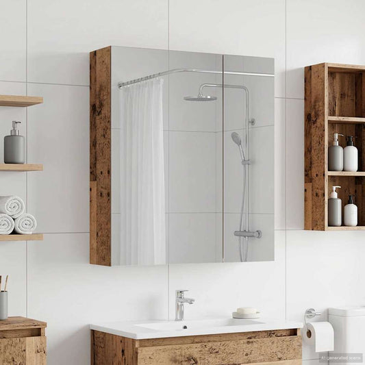 vidaXL Bathroom Mirror Cabinet with Shelf Old Wood 60 x 14.5 x 70 cm