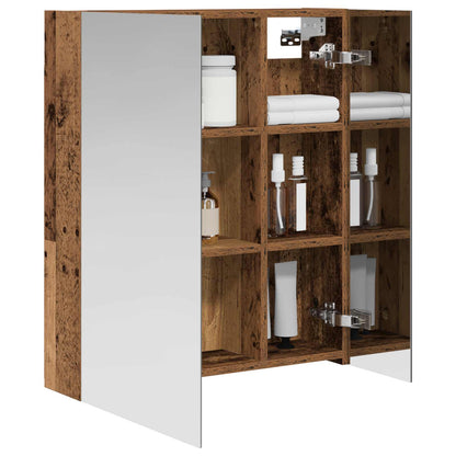 vidaXL Bathroom Mirror Cabinet with Shelf Old Wood 60 x 14.5 x 70 cm