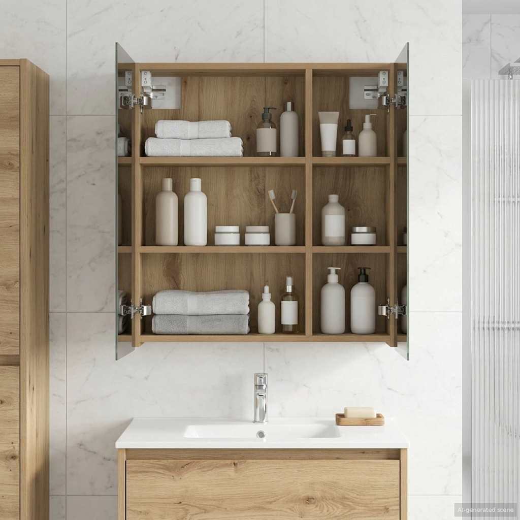 vidaXL Bathroom Mirror Cabinet Artisian Oak 60 x 14.5 x 70 cm