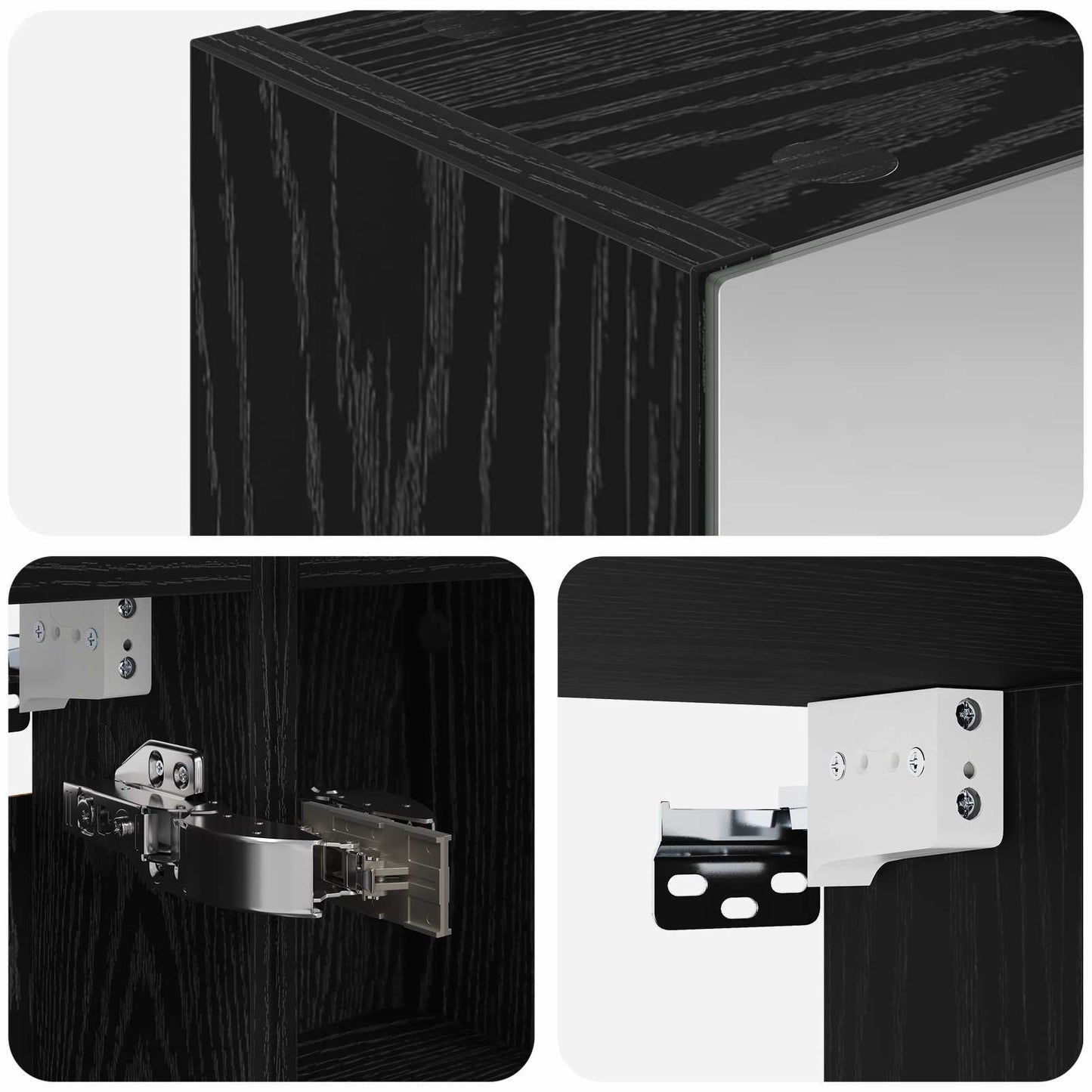 vidaXL Bathroom Mirror Cabinet with Shelf Black Oak 60 x 14.5 x 70 cm