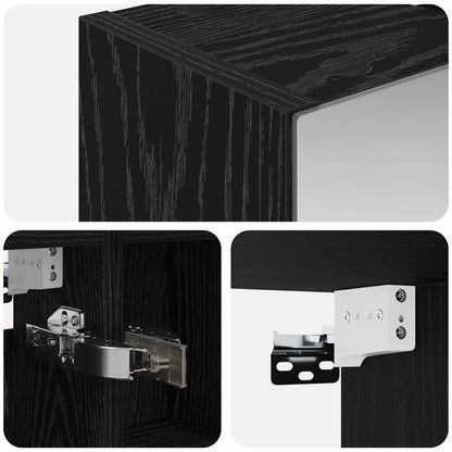 vidaXL Bathroom Mirror Cabinet with Shelf Black Oak 60 x 14.5 x 70 cm
