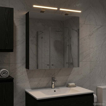 vidaXL Bathroom Mirror Cabinet with Shelf Black Oak 60 x 14.5 x 70 cm