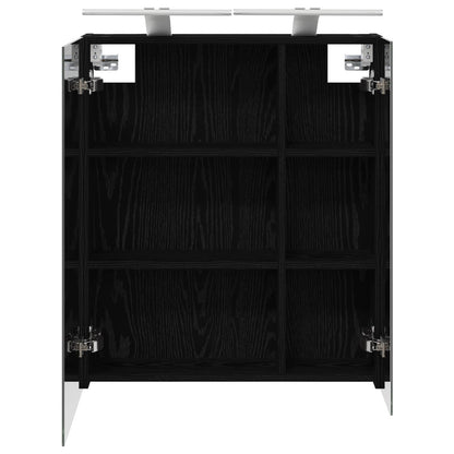 vidaXL Bathroom Mirror Cabinet with Shelf Black Oak 60 x 14.5 x 70 cm