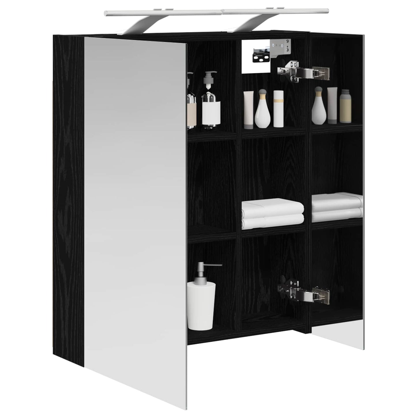 vidaXL Bathroom Mirror Cabinet with Shelf Black Oak 60 x 14.5 x 70 cm