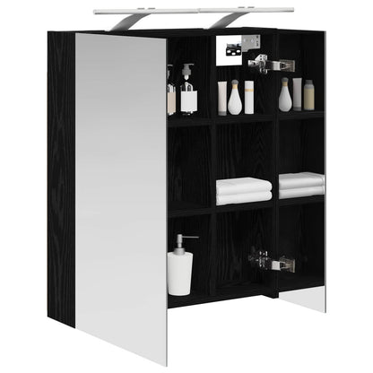 vidaXL Bathroom Mirror Cabinet with Shelf Black Oak 60 x 14.5 x 70 cm