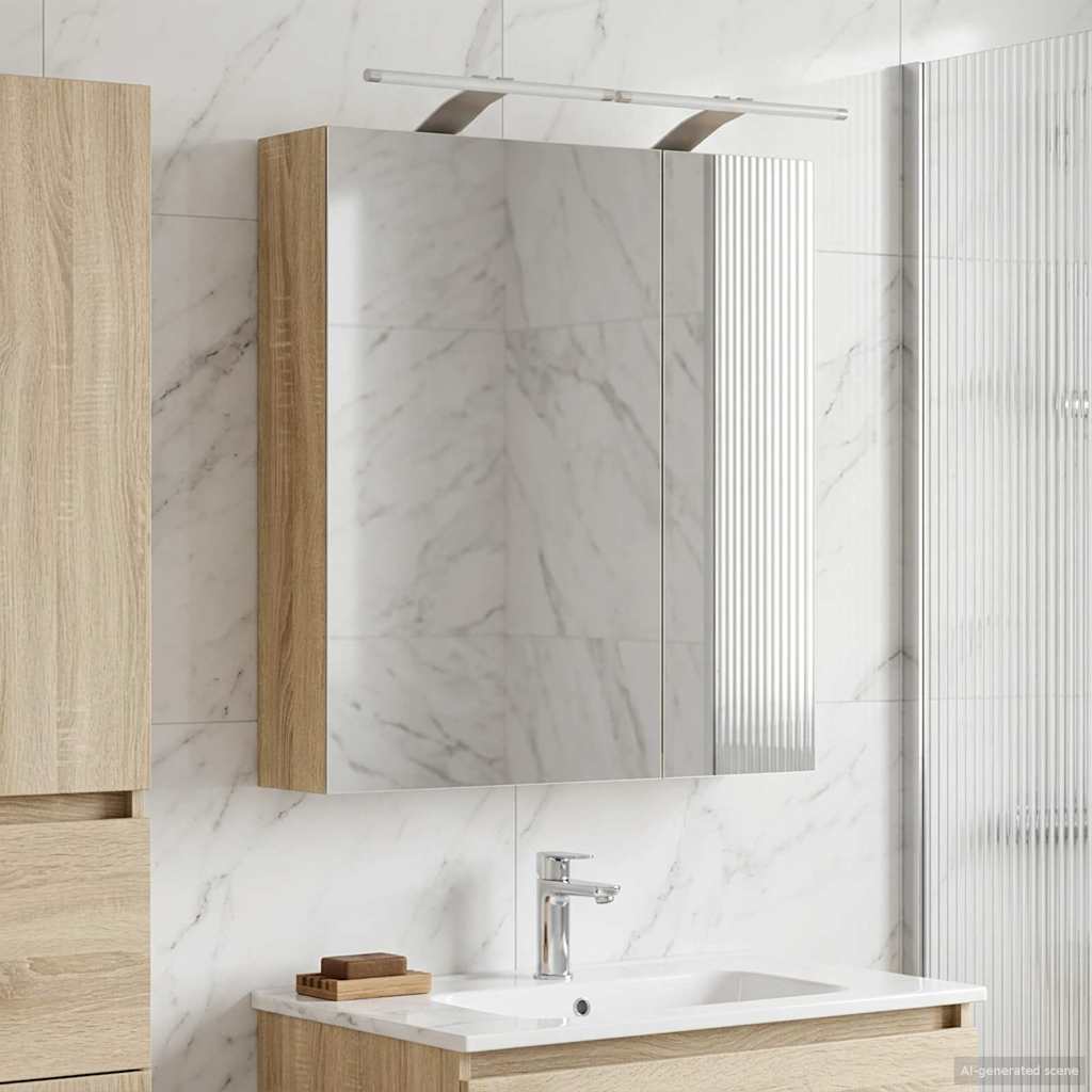 vidaXL Bathroom Mirror Cabinet with Shelf Sonoma Oak 60 x 14.5 x 70 cm