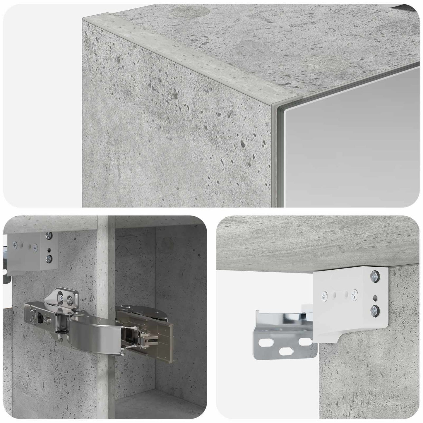 vidaXL Bathroom Mirror Cabinet Concrete Grey 60 x 14.5 x 70 cm