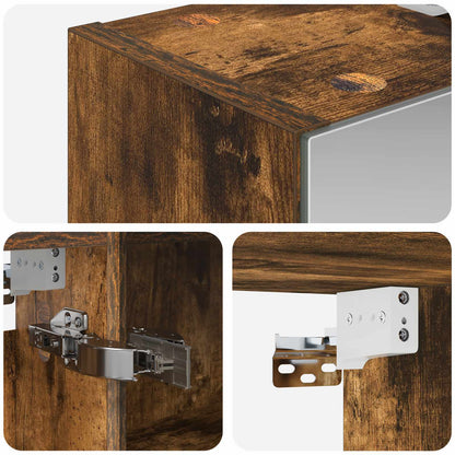 vidaXL Bathroom Mirror Cabinet with Shelf Smoked Oak 60 x 14.5 x 70 cm