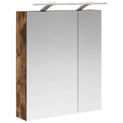 vidaXL Bathroom Mirror Cabinet with Shelf Smoked Oak 60 x 14.5 x 70 cm