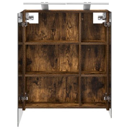 vidaXL Bathroom Mirror Cabinet with Shelf Smoked Oak 60 x 14.5 x 70 cm