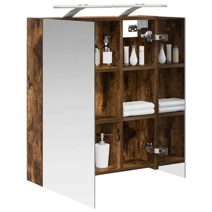 vidaXL Bathroom Mirror Cabinet with Shelf Smoked Oak 60 x 14.5 x 70 cm