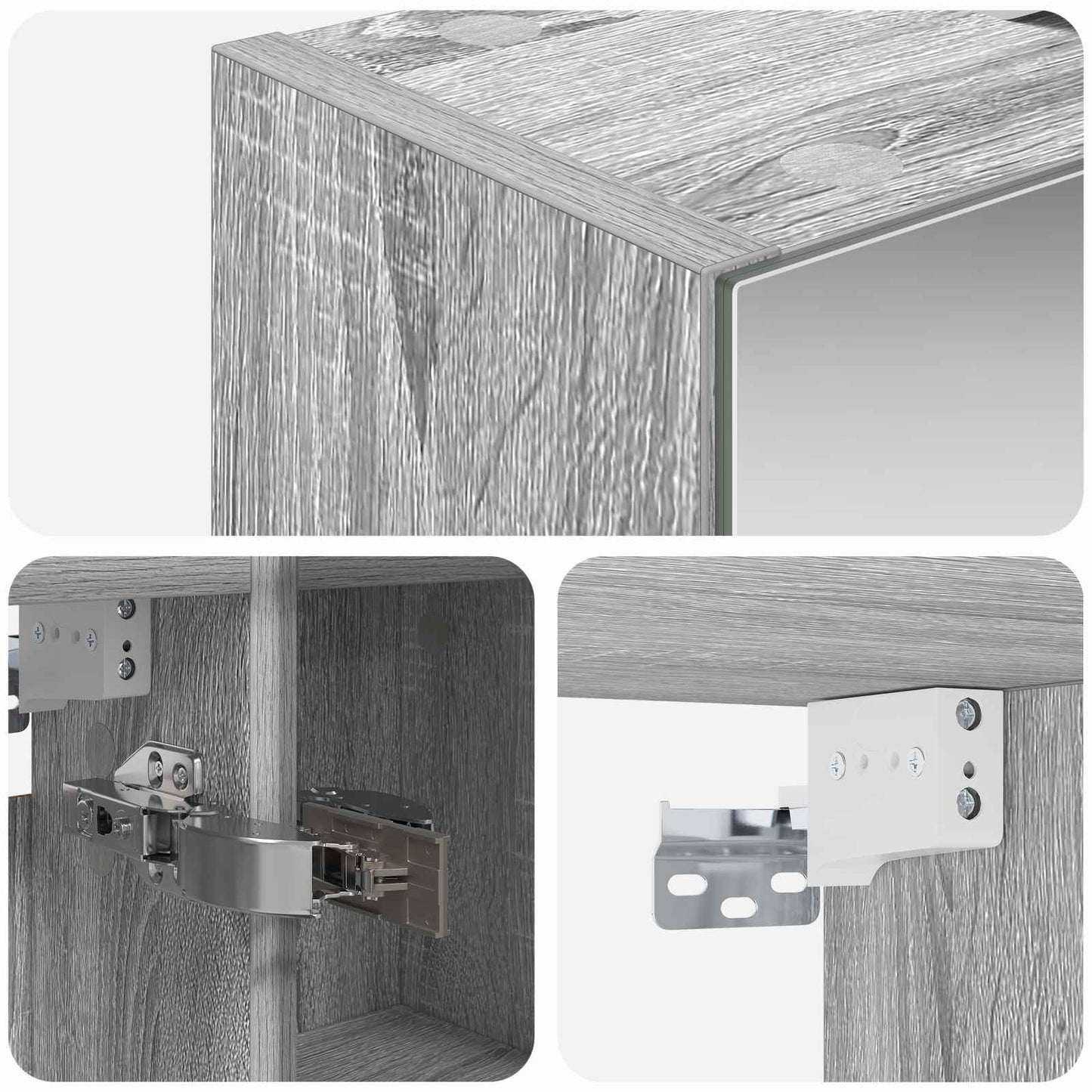 vidaXL Bathroom Mirror Cabinet with Door Grey Sonoma 60 x 14.5 x 70 cm