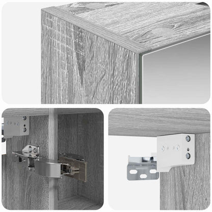 vidaXL Bathroom Mirror Cabinet with Door Grey Sonoma 60 x 14.5 x 70 cm