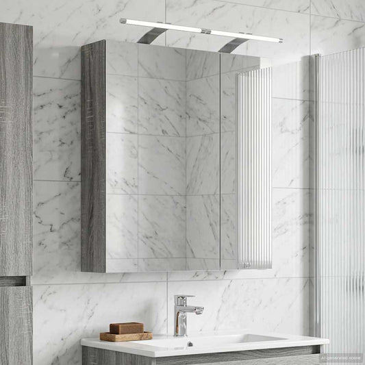 vidaXL Bathroom Mirror Cabinet with Door Grey Sonoma 60 x 14.5 x 70 cm