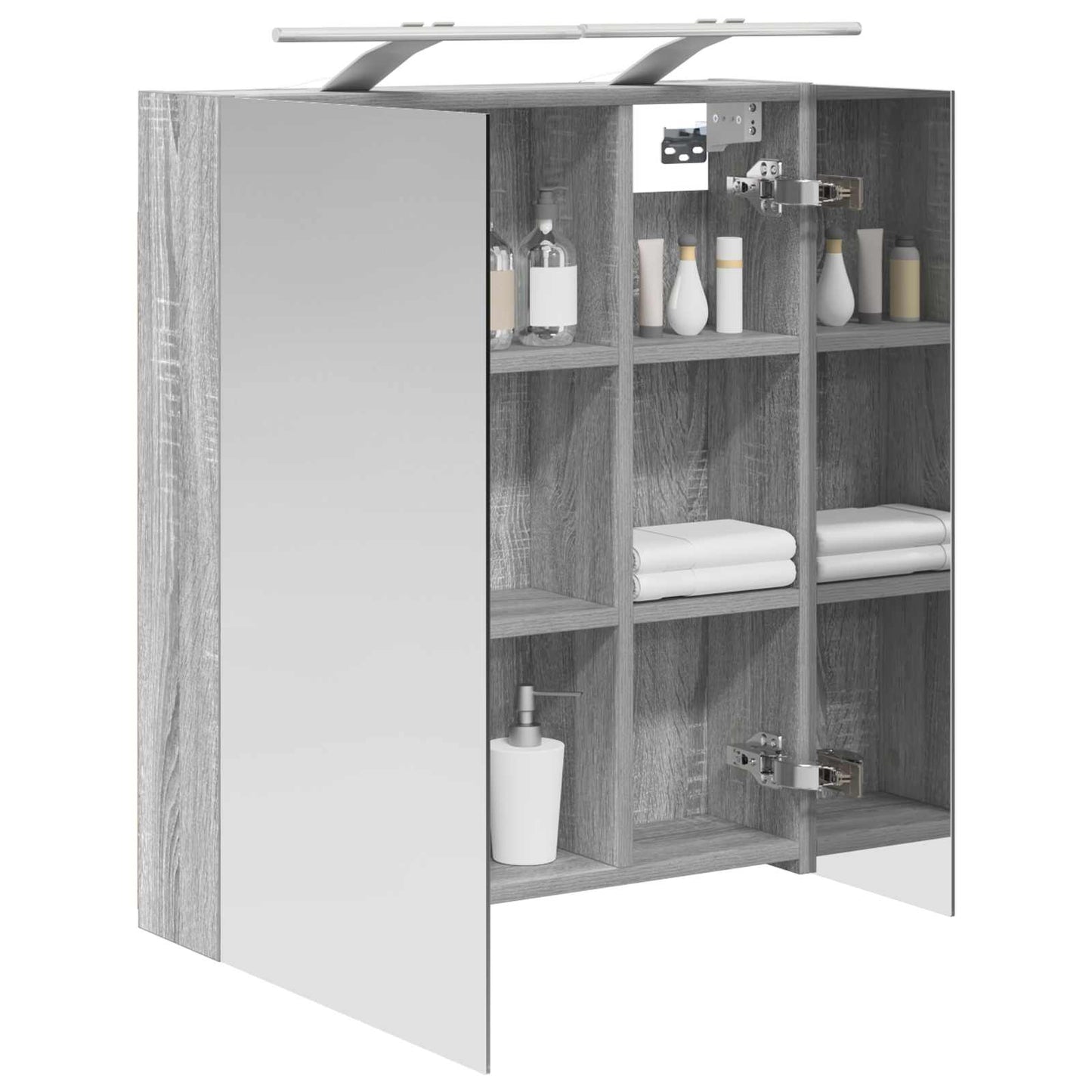 vidaXL Bathroom Mirror Cabinet with Door Grey Sonoma 60 x 14.5 x 70 cm