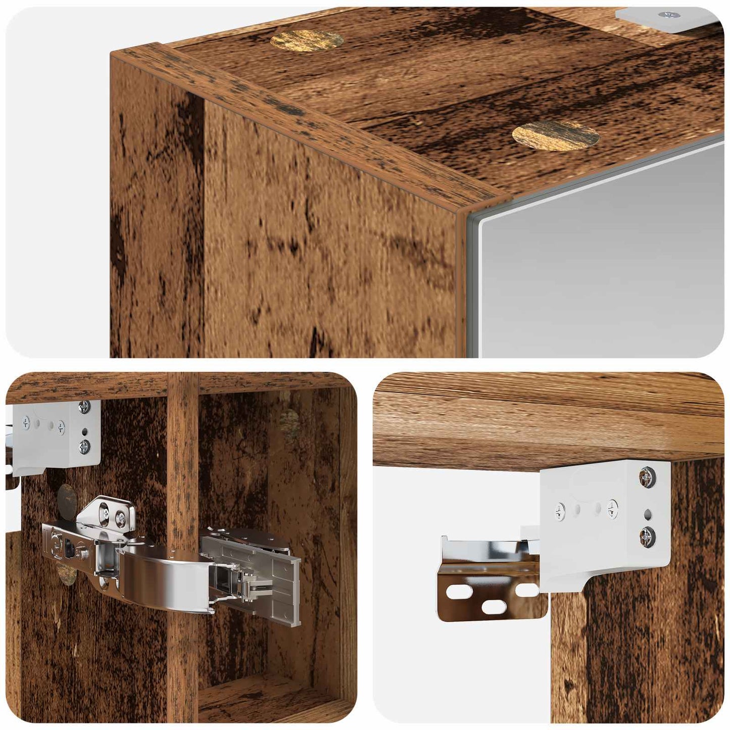 vidaXL Bathroom Mirror Cabinet with Shelf Old Wood 60 x 14.5 x 70 cm