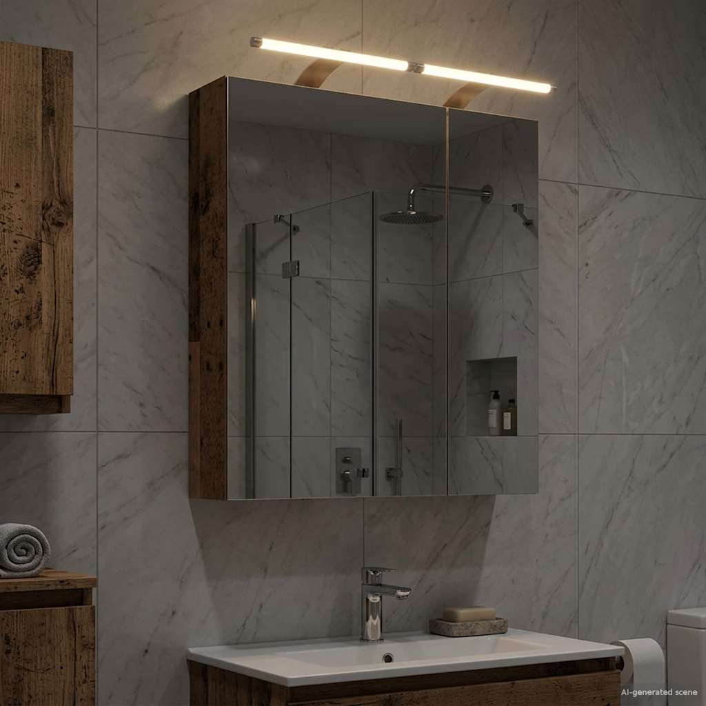 vidaXL Bathroom Mirror Cabinet with Shelf Old Wood 60 x 14.5 x 70 cm