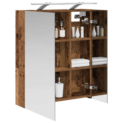 vidaXL Bathroom Mirror Cabinet with Shelf Old Wood 60 x 14.5 x 70 cm
