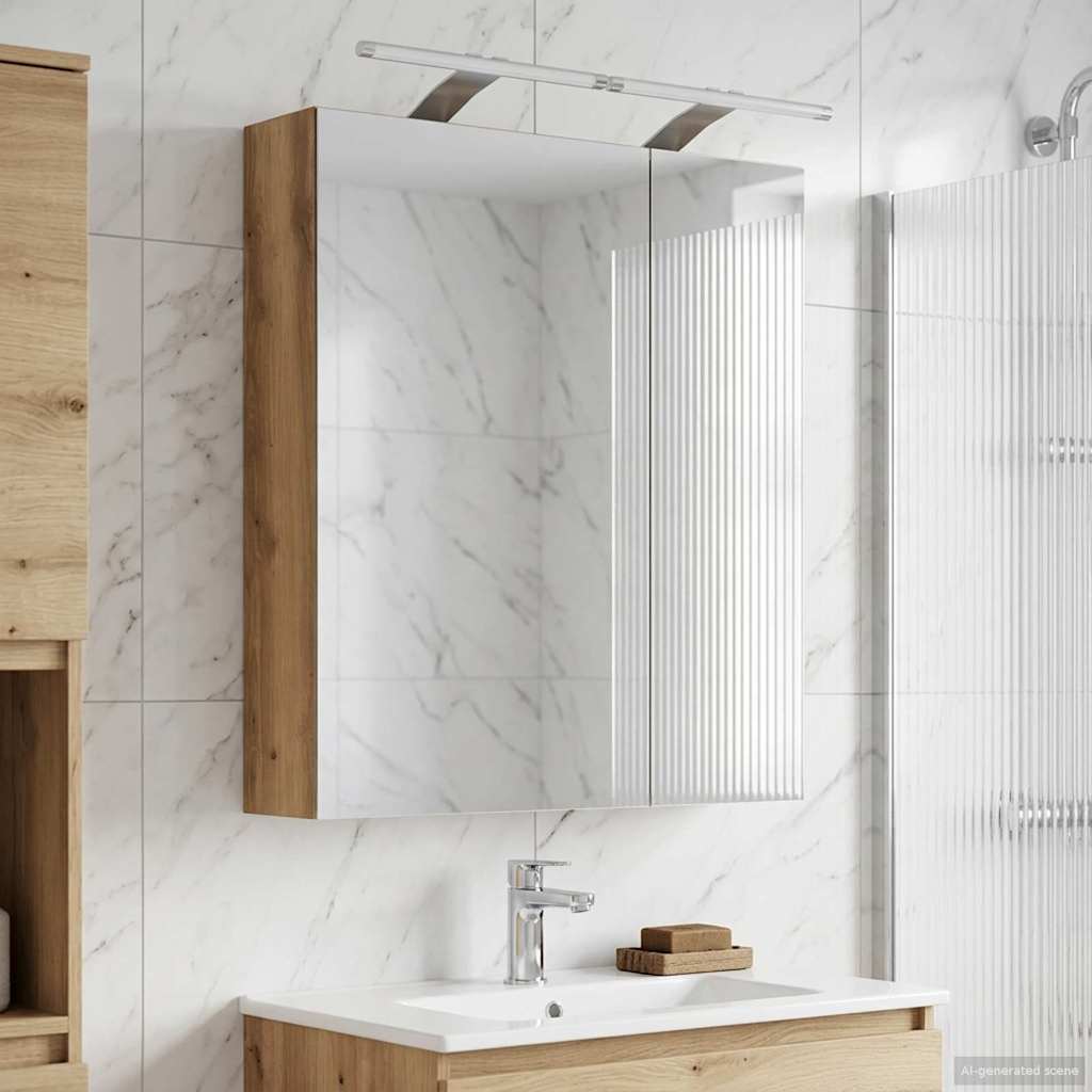 vidaXL Bathroom Mirror Cabinet Artisian Oak 60 x 14.5 x 70 cm
