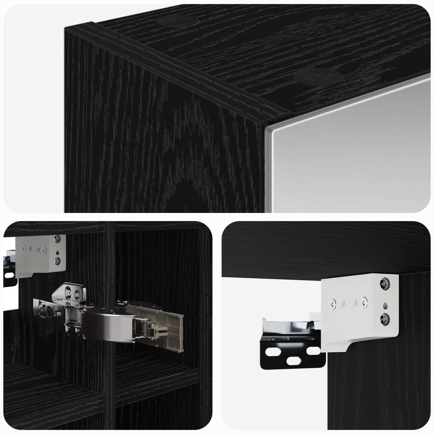vidaXL Bathroom Mirror Cabinet Black Oak 60 x 14.5 x 50 cm