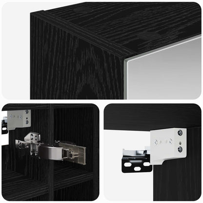 vidaXL Bathroom Mirror Cabinet Black Oak 60 x 14.5 x 50 cm