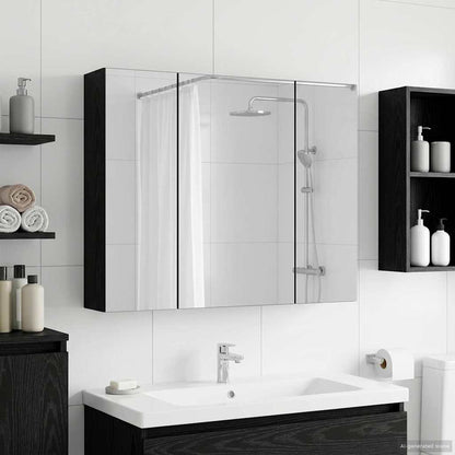 vidaXL Bathroom Mirror Cabinet Black Oak 60 x 14.5 x 50 cm
