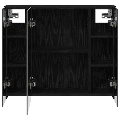 vidaXL Bathroom Mirror Cabinet Black Oak 60 x 14.5 x 50 cm