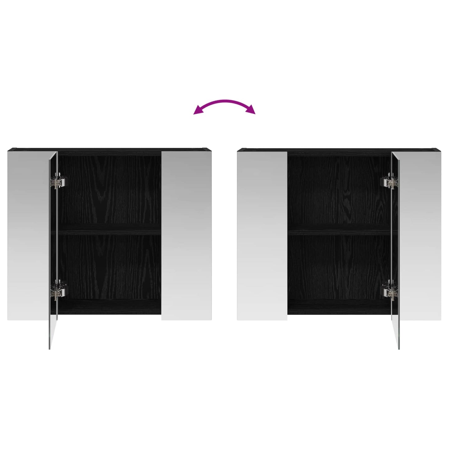 vidaXL Bathroom Mirror Cabinet Black Oak 60 x 14.5 x 50 cm