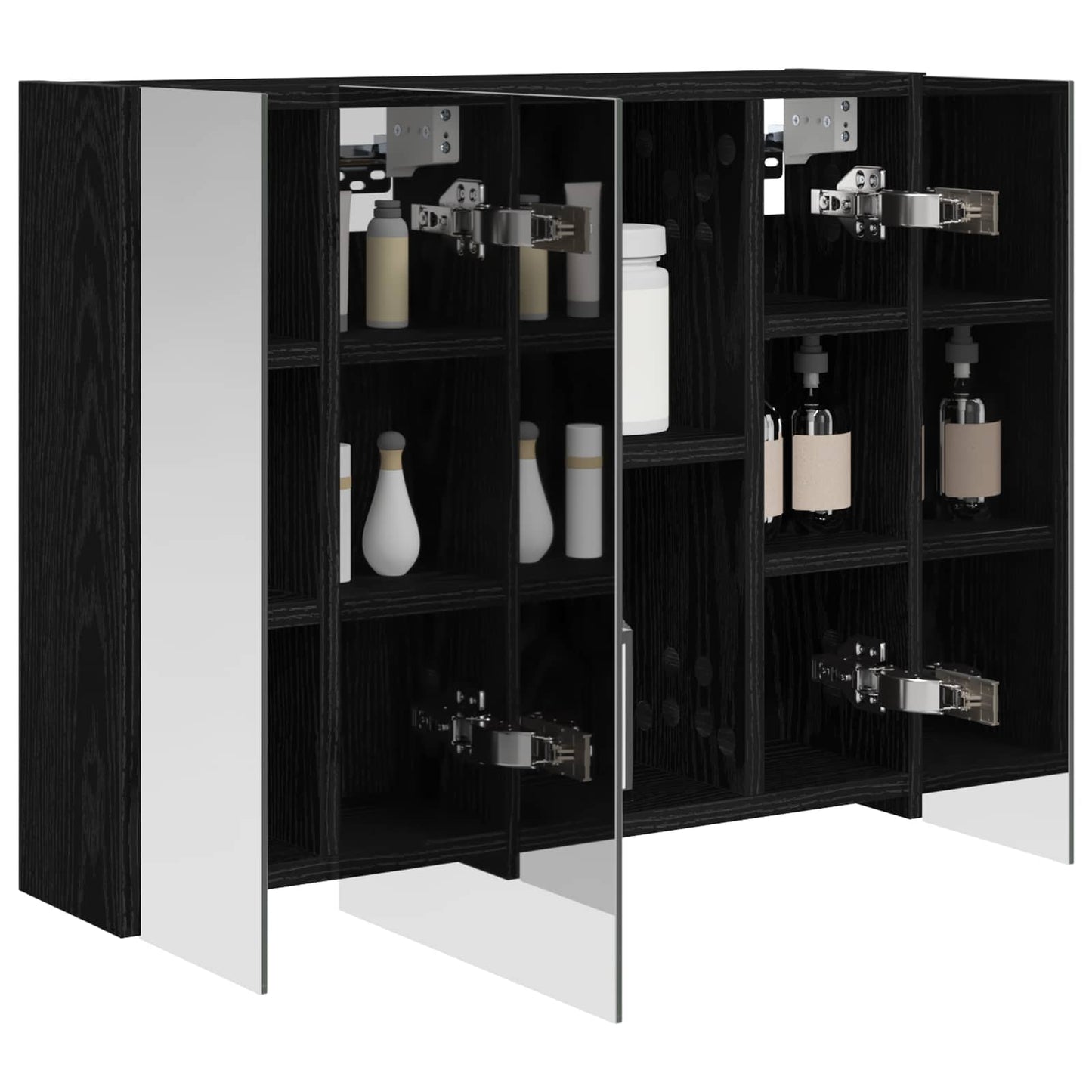 vidaXL Bathroom Mirror Cabinet Black Oak 60 x 14.5 x 50 cm