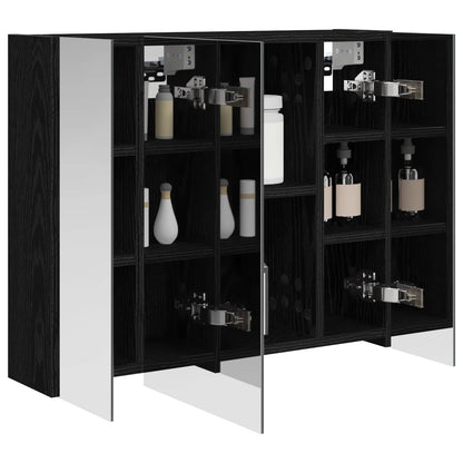 vidaXL Bathroom Mirror Cabinet Black Oak 60 x 14.5 x 50 cm