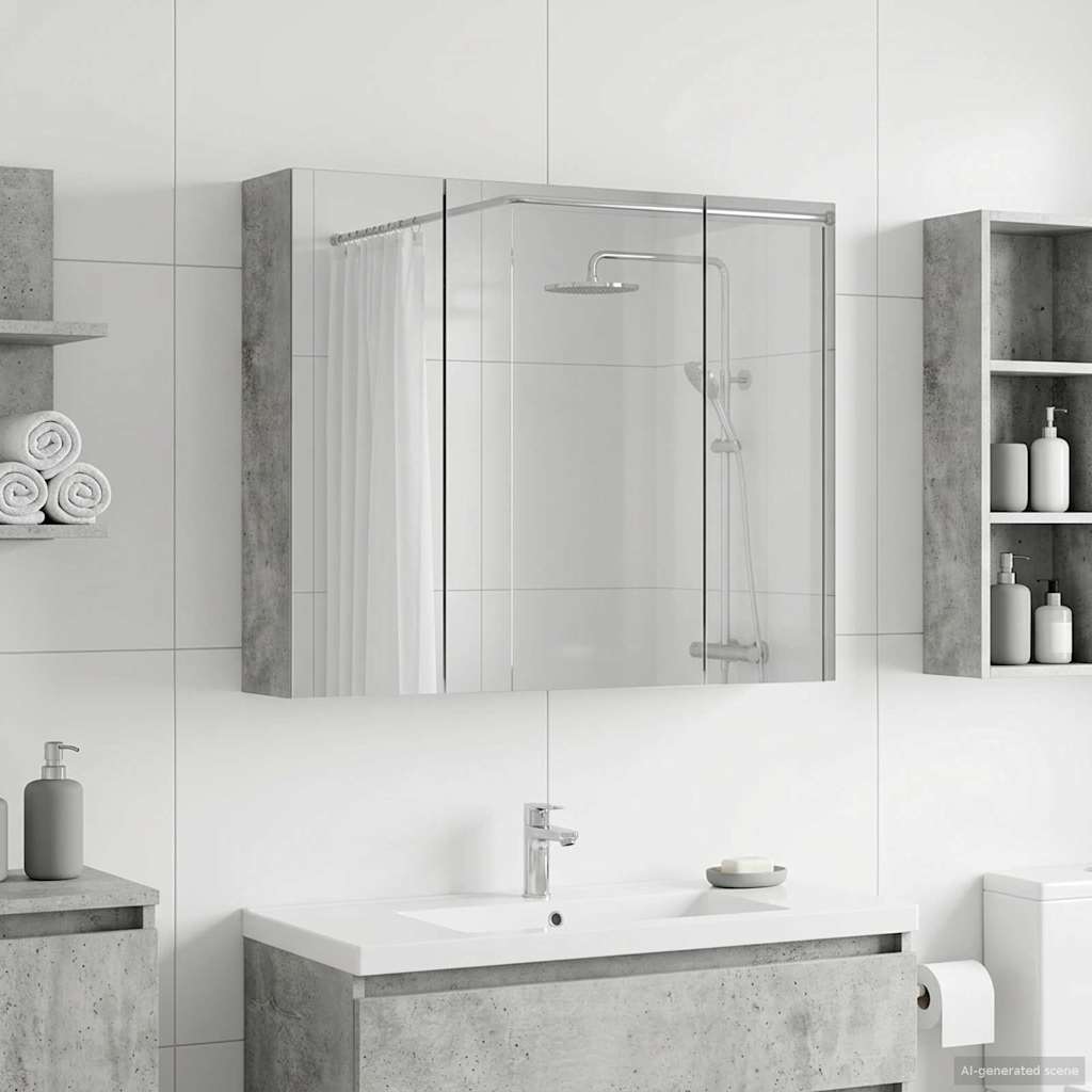 vidaXL Bathroom Mirror Cabinet Concrete Grey 60 x 14.5 x 50 cm