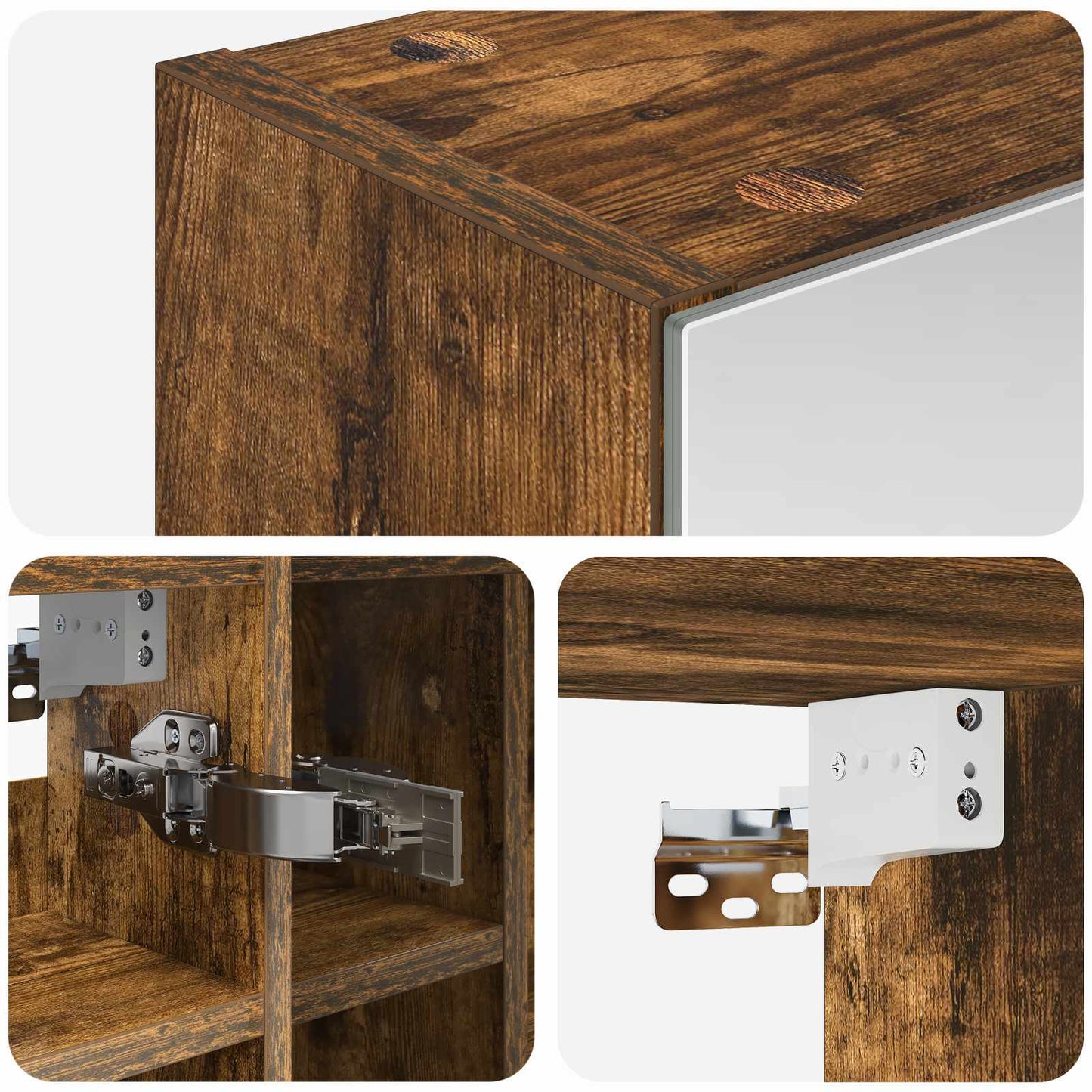 vidaXL Bathroom Mirror Cabinet Smoked Oak 60 x 14.5 x 50 cm