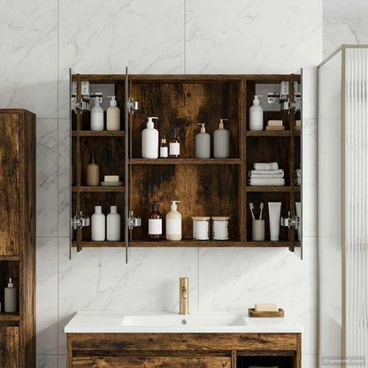 vidaXL Bathroom Mirror Cabinet Smoked Oak 60 x 14.5 x 50 cm