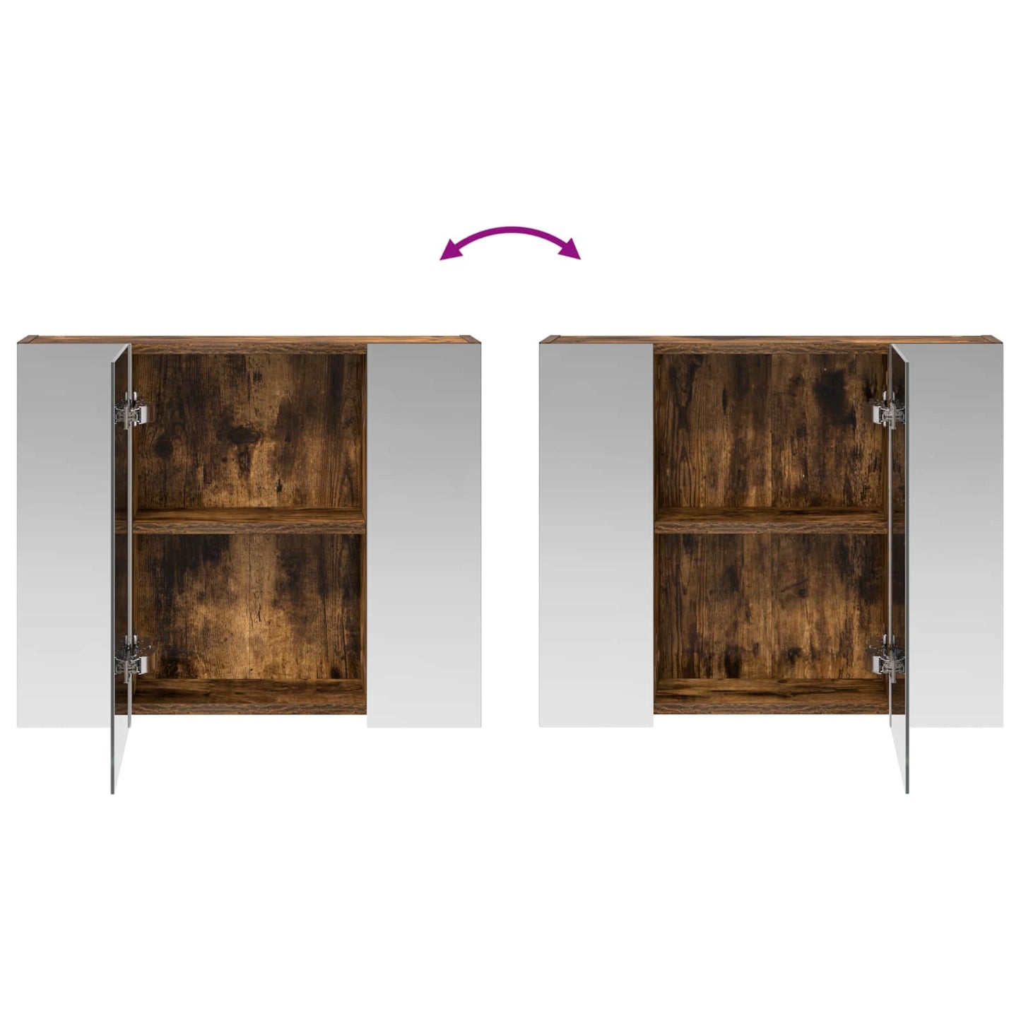 vidaXL Bathroom Mirror Cabinet Smoked Oak 60 x 14.5 x 50 cm