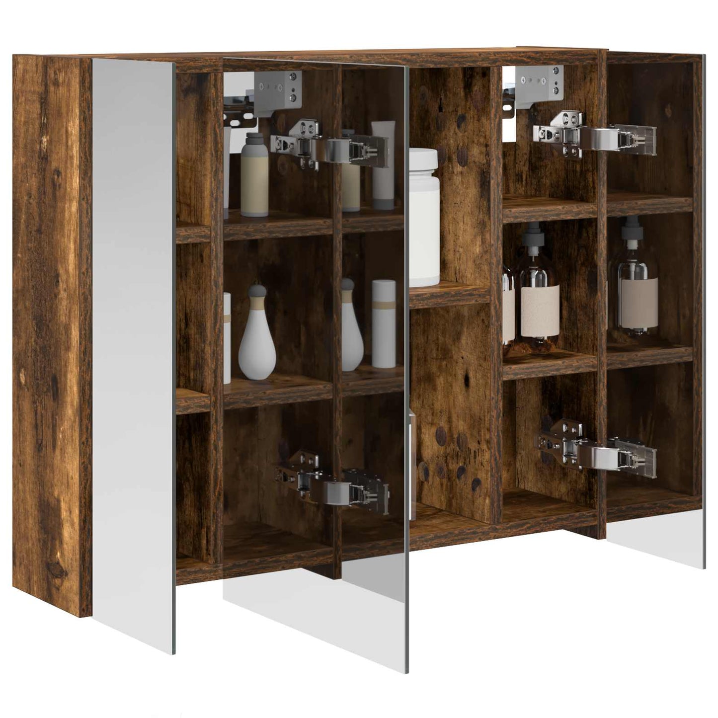 vidaXL Bathroom Mirror Cabinet Smoked Oak 60 x 14.5 x 50 cm