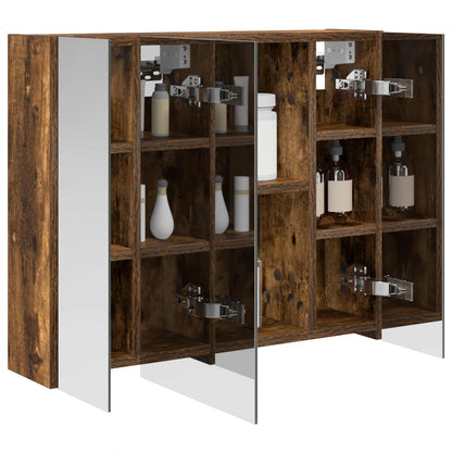 vidaXL Bathroom Mirror Cabinet Smoked Oak 60 x 14.5 x 50 cm