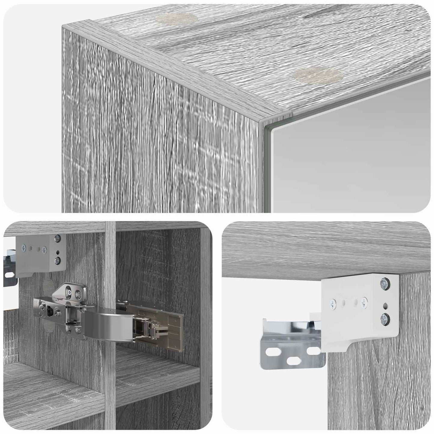vidaXL Bathroom Mirror Cabinet Grey Sonoma 60 x 14.5 x 50 cm