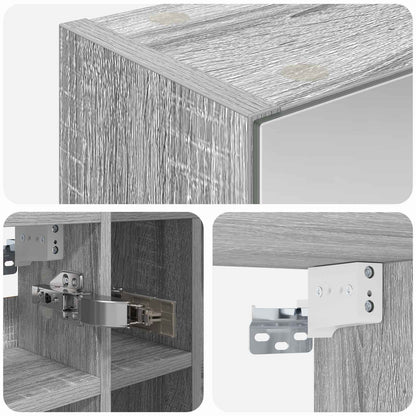 vidaXL Bathroom Mirror Cabinet Grey Sonoma 60 x 14.5 x 50 cm