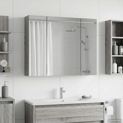 vidaXL Bathroom Mirror Cabinet Grey Sonoma 60 x 14.5 x 50 cm