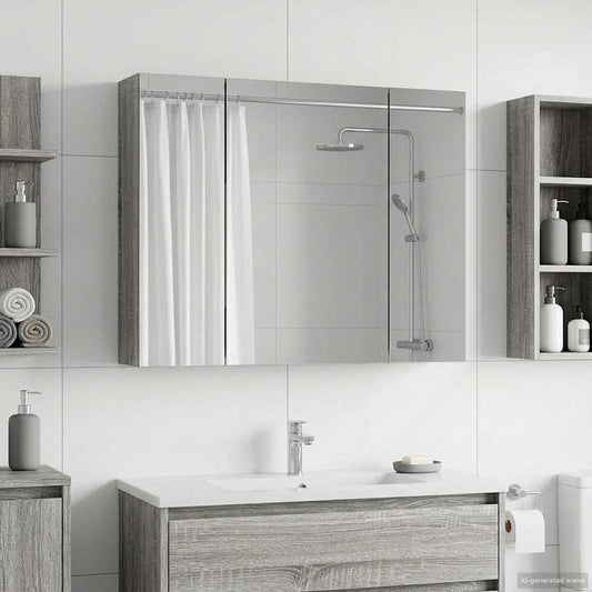 vidaXL Bathroom Mirror Cabinet Grey Sonoma 60 x 14.5 x 50 cm