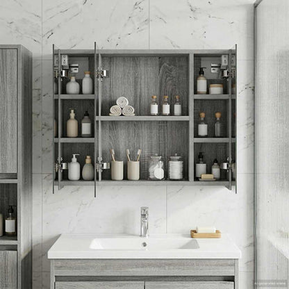 vidaXL Bathroom Mirror Cabinet Grey Sonoma 60 x 14.5 x 50 cm