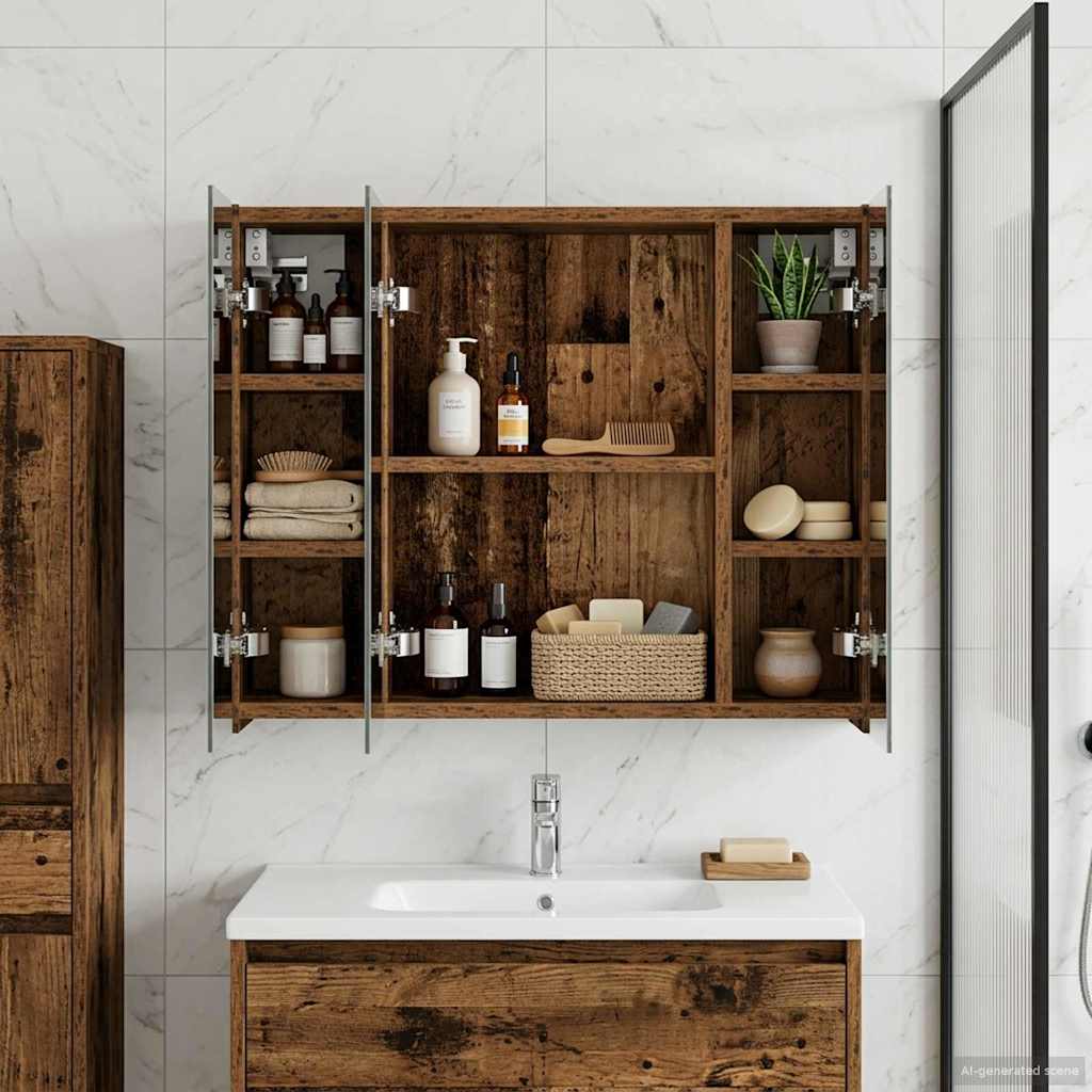 vidaXL Bathroom Mirror Cabinet Old Wood 60 x 14.5 x 50 cm
