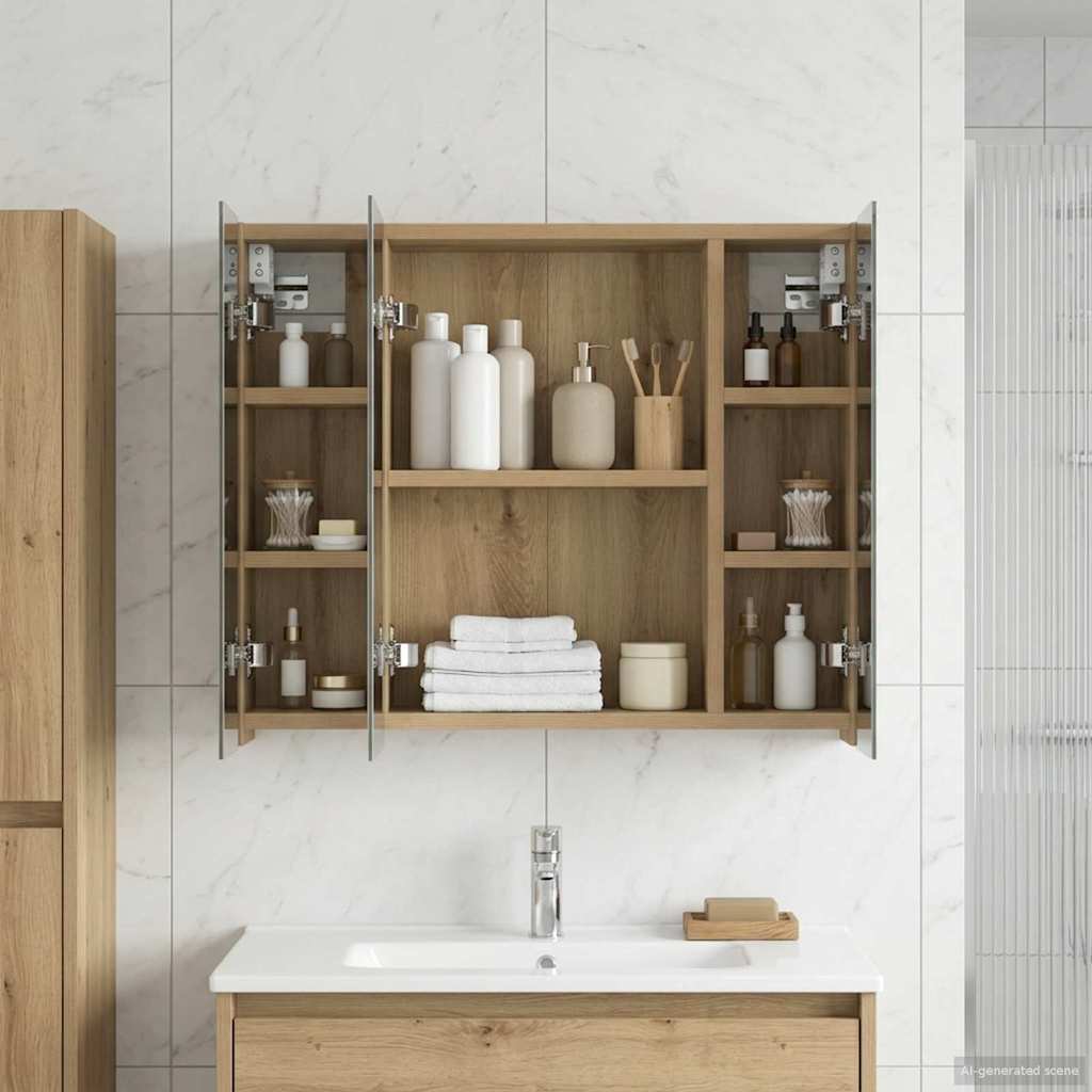 vidaXL Bathroom Mirror Cabinet Artisian Oak 60 x 14.5 x 50 cm