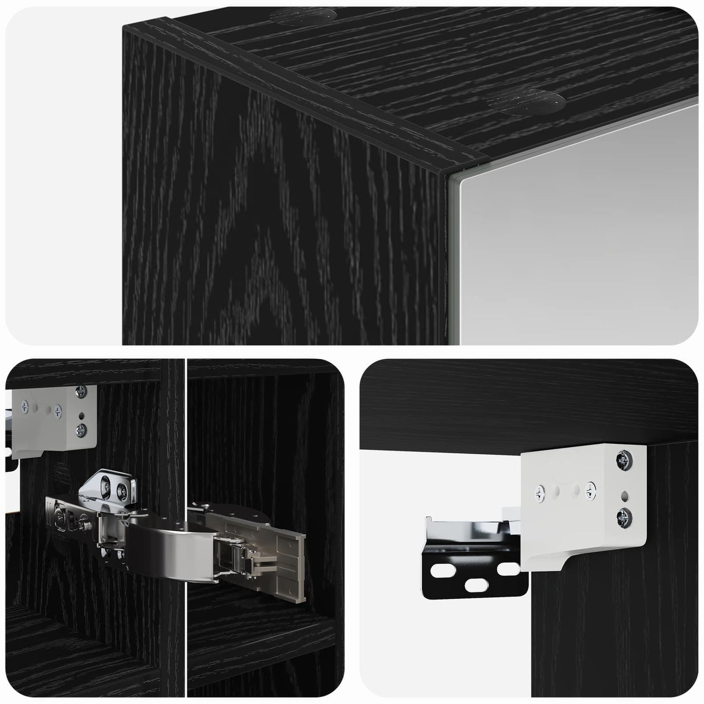 vidaXL Bathroom Mirror Cabinet Black Oak 60 x 14.5 x 50 cm